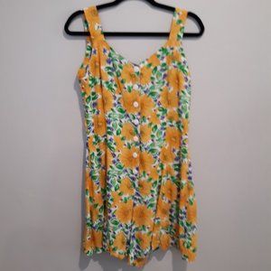 Yellow Floral Romper Set With Yellow Tshirt Size Large shorts set